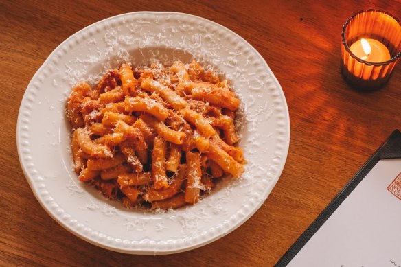 Amatriciana with maccheroni at Bada Bing Dining Club.