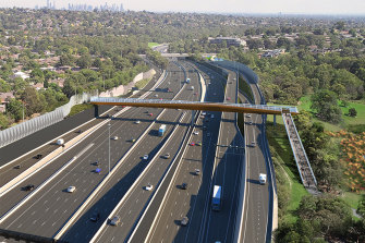 A dramatically widened Eastern Freeway - shown here with more than 20 lanes - is part of the North East Link project.