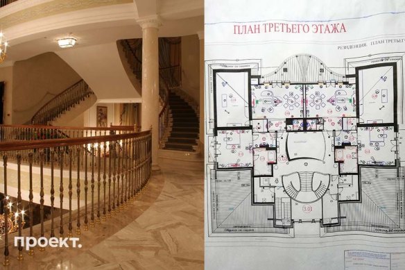 The stairs and floor plan for Vladimir Putin’s Lake Valdai property.