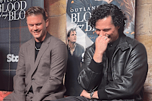 Jeremy Irvine and Jamie Roy couldn’t contain themselves as  the conversation turned scandalous at the Sydney event promoting Outlander: Blood Of My Blood.