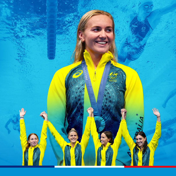 Ariarne Titmus and Australia’s women’s 4x100m freestyle relay team.