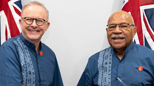 Prime Minister Anthony Albanese with Fijian Prime Minister Sitiveni Rabuka in Fiji in September.