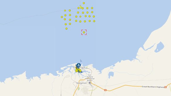 The vessel remains at anchor off the coast of Port Hedland.