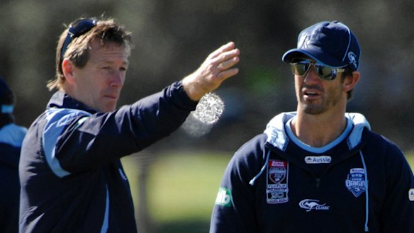 Craig Bellamy and Andrew Johns in camp for NSW in 2010.