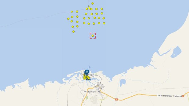 The vessel remains at anchor off the coast of Port Hedland.