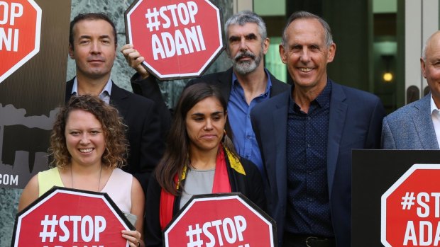 Bob Brown returned to Parliament House in Canberra for an anti-Adani protest in 2017.