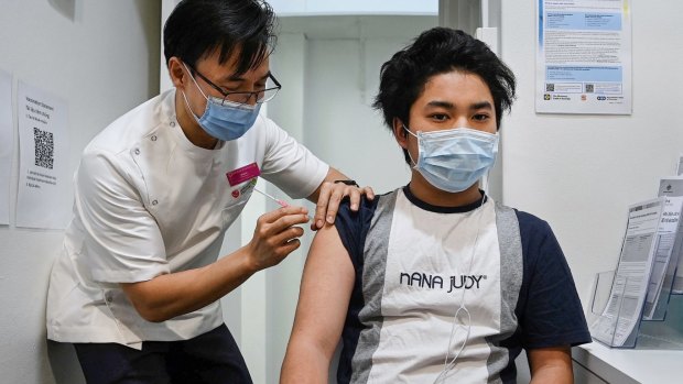 Dylan Nguyen Ton, 14, received his first Moderna shot last year. ATAGI is examining evidence from around the world on boosters for 12-15 year olds.