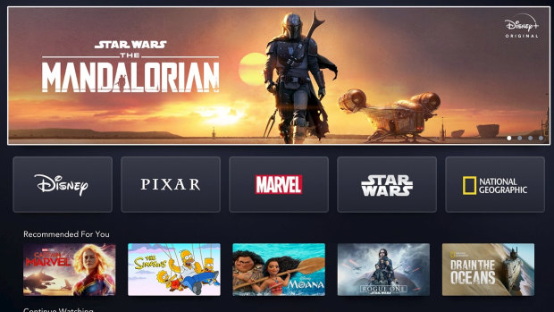 The Disney+ landing page.