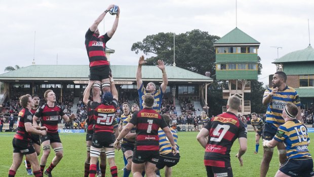 Action from the 2016 Shute Shield grand final between Norths and Sydney University at North Sydney Oval. 