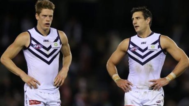 Matt Taberner is tipped to become the dynamic forward Freo needs after the exit of Matthew Pavlich (right).