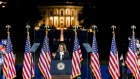 Kamala Harris gives her speech on the ellipse of the White House