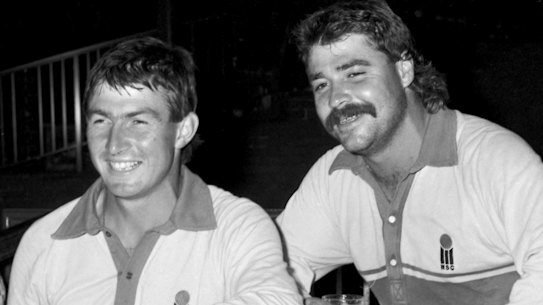 Geoff Marsh and David Boon after a one-day international in the 1980s. Such games are part of Rob Moody's online collection.