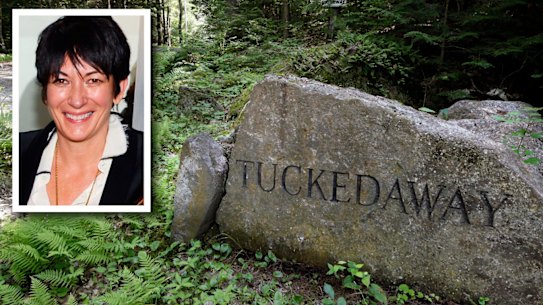 A "Tucked Away" sign marks the New Hampshire property where Ghislaine Maxwell was arrested.