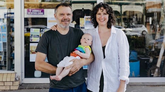 Aimee Crouch and partner Dave Miles and baby Mary.