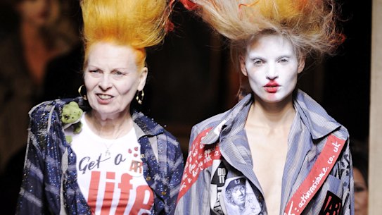 Vivienne Westwood walks the runway during the Vivienne Westwood fashion show as part of the Paris Fashion Week Spring/Summer 2010 at Hotel Pozzo di Borgo on October 2, 2009.