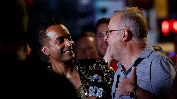 Prime Minister Anthony Albanese at Sydney’s Gay Mardi Gras last year.