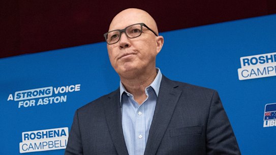 Opposition Leader Peter Dutton after the Liberal Party’s loss in the Aston byelection.