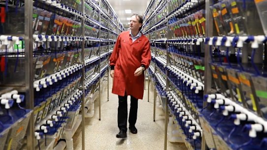 Professor Peter Currie in the fish lab at Monash University’s Clayton campus.