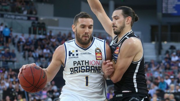 Adam Gibson  in action for Brisbane in the NBL.