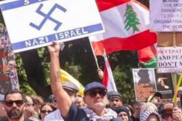 Alan Yazbek, the owner of Sydney restaurant Nomad, at the pro-Palestine rally in Hyde Park on Sunday. 