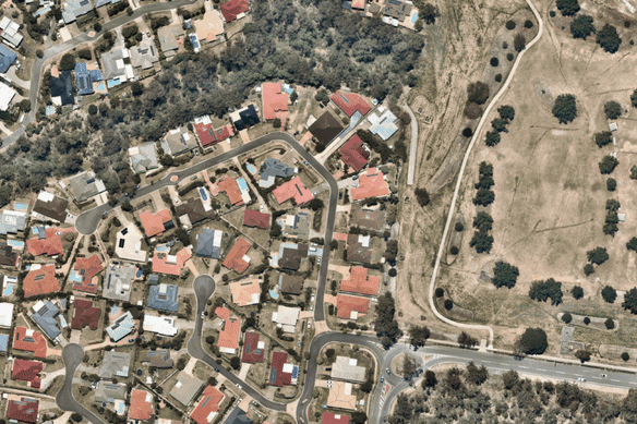 Upper Kedron, where new housing estates have become established – along with the trees.