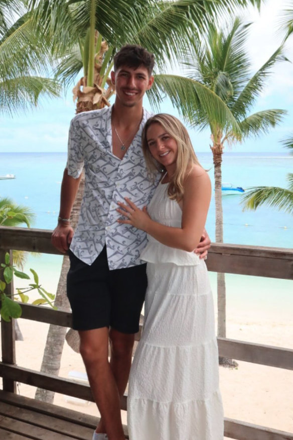 Popyrin with fiancée Amy Pederick.