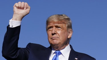 President Donald Trump speaks at a campaign rally at Carson City Airport, Nevada on Sunday.