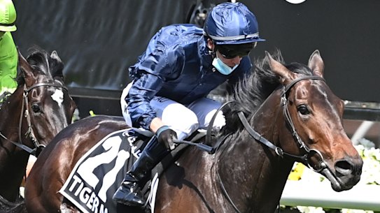 Kerrin McEvoy (left) riding Tiger Moth.
