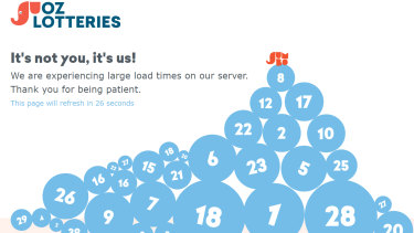 The rush to find out the winning numbers has crashed Oz Lotteries' website. 
