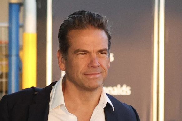 Lachlan Murdoch arriving at Sydney Airport after visiting Qatar for the FIFA World Cup.