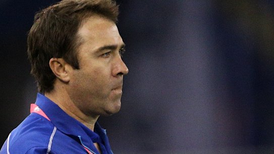 Kangaroos coach Brad Scott during North Melbourne's match against the Western Bulldogs at Marvel Stadium on Saturday.