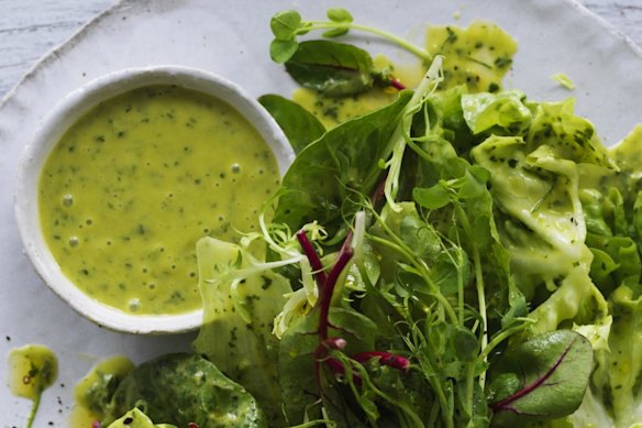 A simple leaf salad is the perfect partner to just about anything: a bit of salmon cooked in a pan for five minutes, a steak, roast chook or a cheese platter.