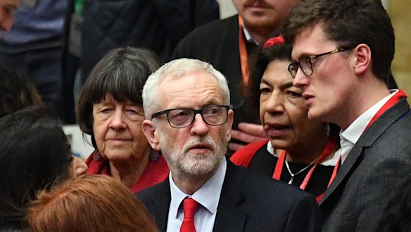 A defeated Jeremy Corbyn, leader of the Labour Party, visits the vote count in his Islington North constituency.