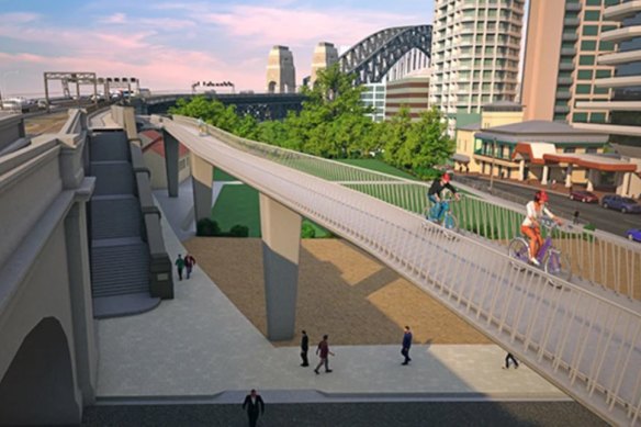 An artist’s impression of a previous proposal for a ramp at the northern end of the bridge.