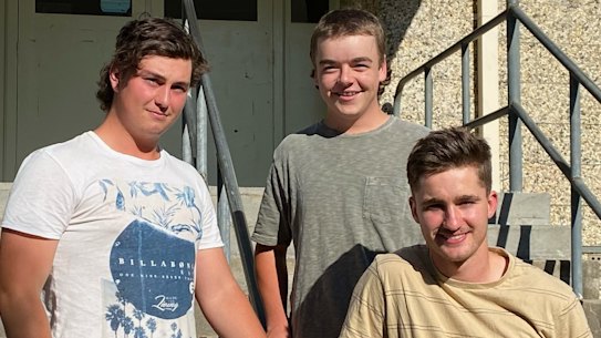 “One battle to the next”: Corryong College VCE students Riley Saxon, Tom Sheather and Ryan Norman.