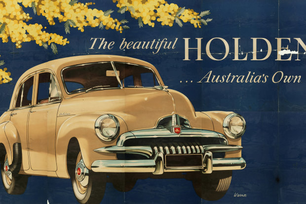 A poster advertising the FJ Holden.