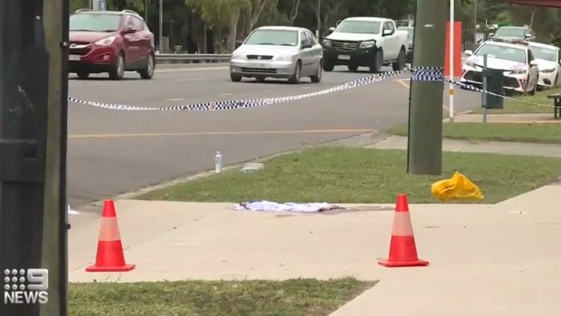 The footpath and driveway outside the unit complex in Condon, Townsville, where the victim collapsed.