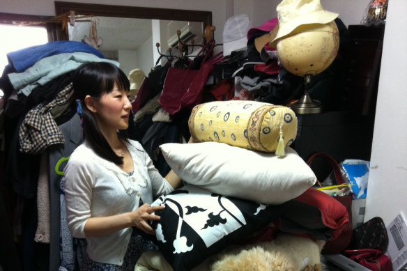 Marie Kondo working at a client's home in Tokyo.