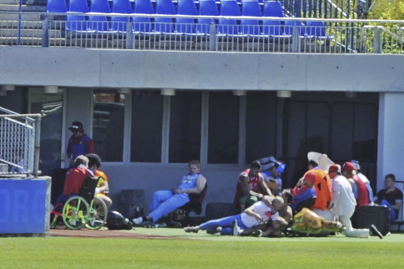 Bulldogs players snapped in costume during their 2012 Mad Monday celebrations at Belmore.