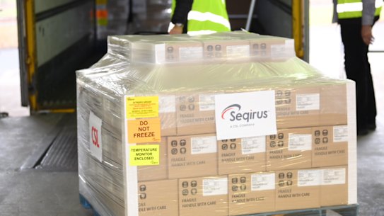 The first batch of 830,000 Australian-made COVID vaccines left the CSL factory in Parkville, Melbourne, after being approved by the Therapeutic Goods Administration.