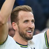 Harry Kane celebrates his record goal.