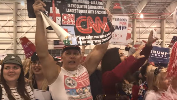 Mail bomb suspect Cesar Sayoc as seen in unedited footage from Michael Moore's Fahrenheit 11/9.