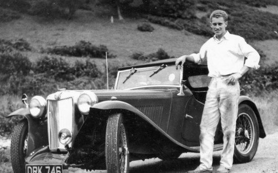 Philip Spradbery with his British sports car.