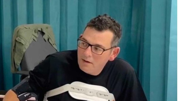 Premier Daniel Andrews, pictured in intensive care in March.