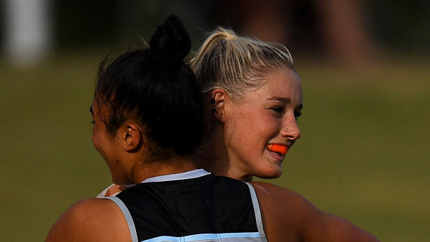Tayla Harris starred for the Blues on Saturday but may miss the next game.