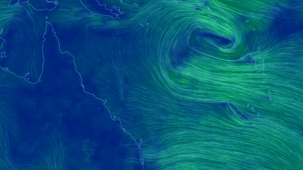 A low developing in the Coral Sea on Friday afternoon. 