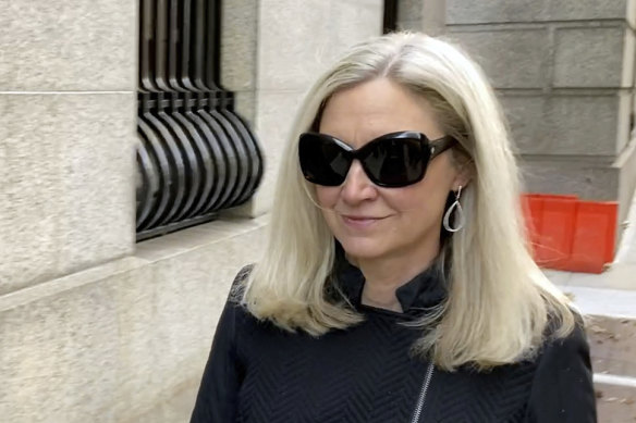 Ghislaine Maxwell’s defence attorney Laura Menninger arrives at court in New York.