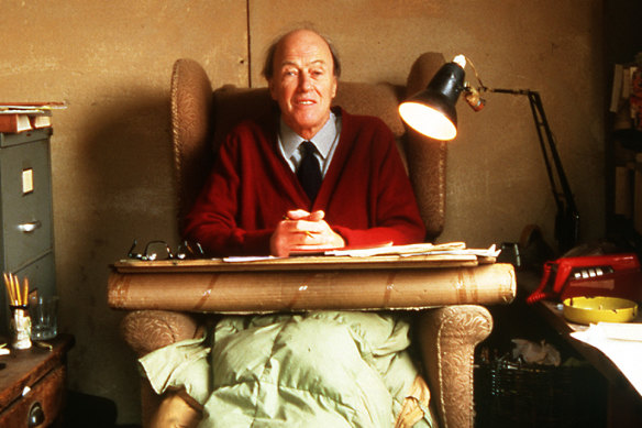 Roald Dahl in the converted hut where he did much of his writing.