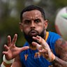 Josh Addo-Carr at Eels training on Tuesday.