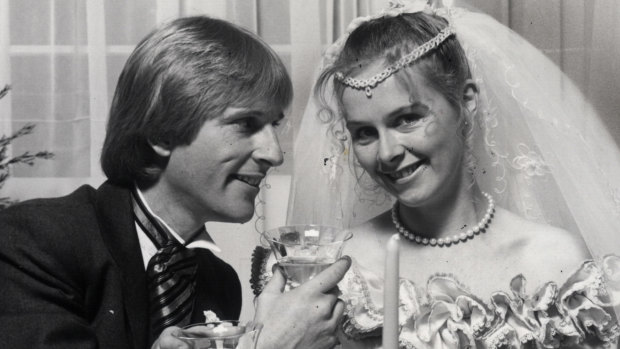 Vicky and Simon in 1983 TV's "wedding of the year". 